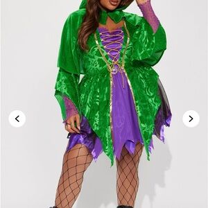 Mystical Green and Purple Witch Halloween Costume